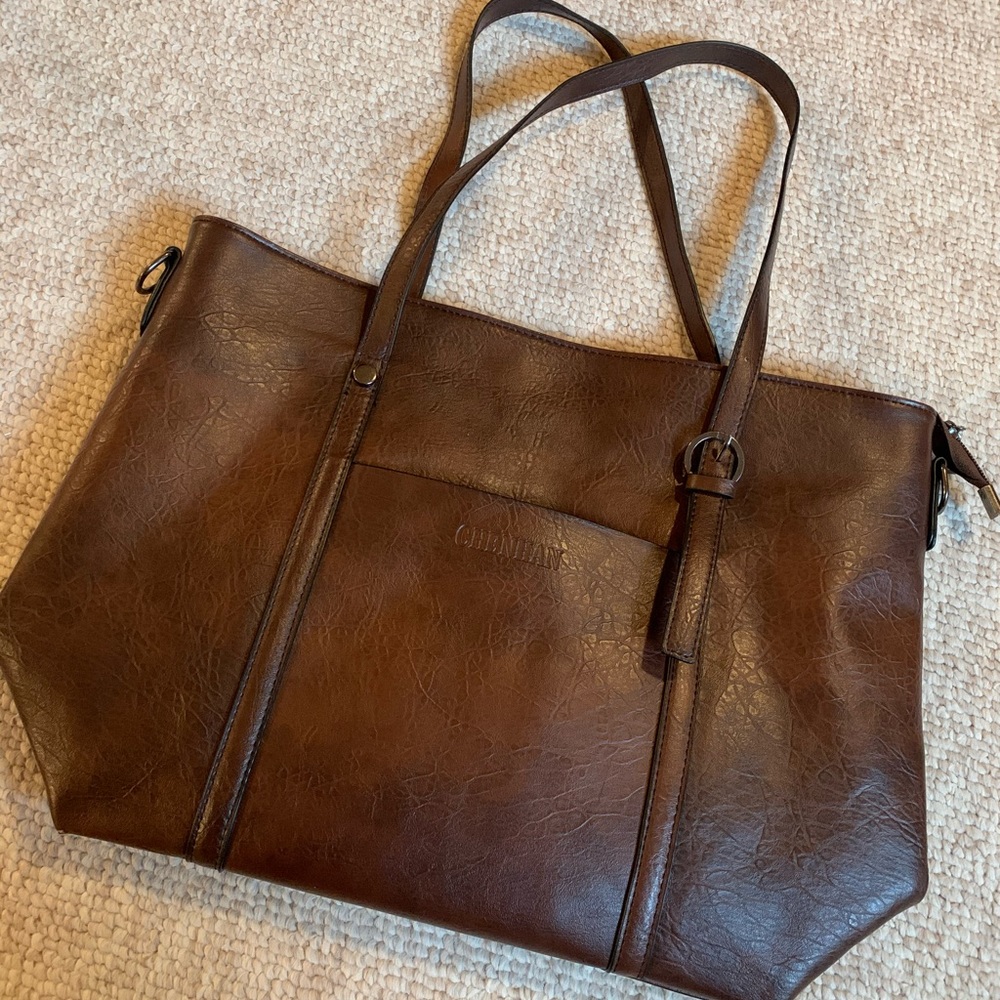 Brown tote bag